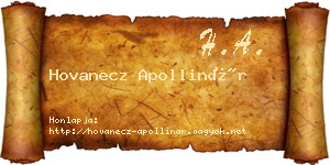 Hovanecz Apollinár névjegykártya